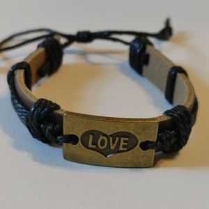 Fashion Hemp Gernuine Leather Black Cord Bracelet